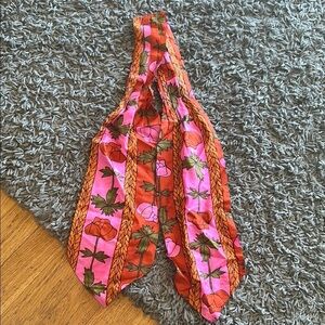 Scarves by Vera Neumann Vintage Floral Red Pink Green All Silk Neck Scarf